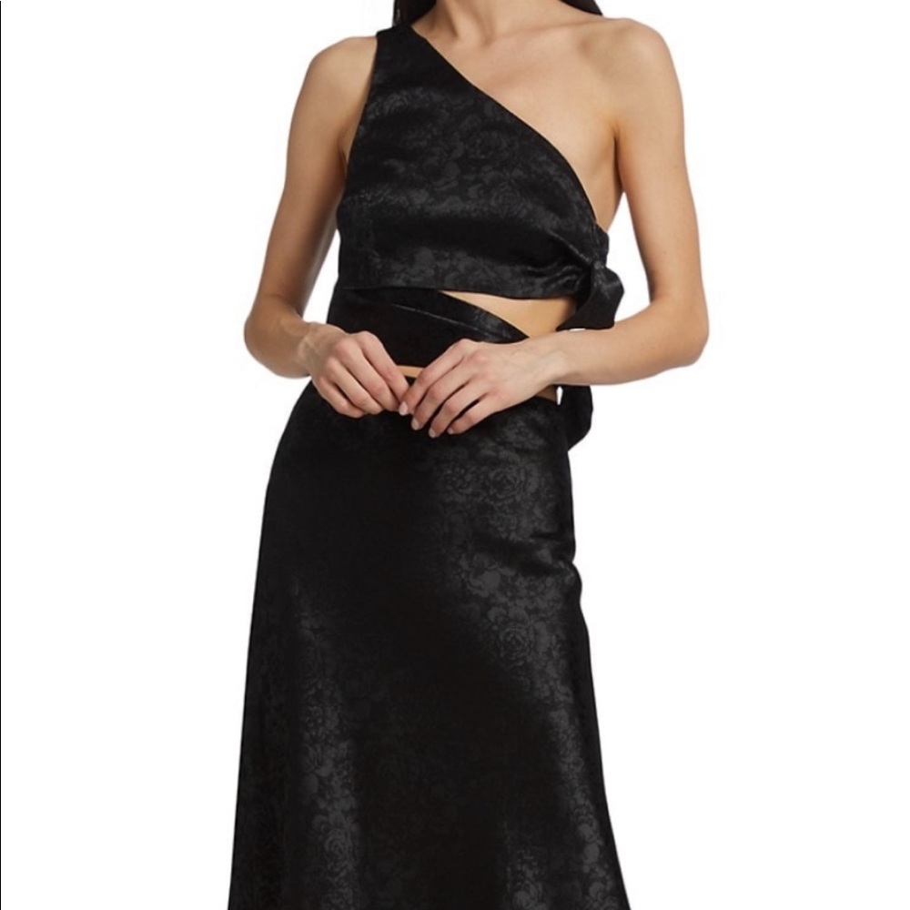 WAYF Untouchable Satin Cut-Out Midi-Dress